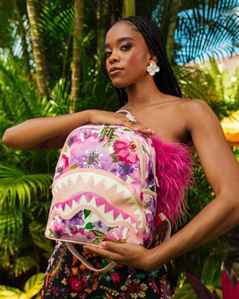 Pink Sprayground Botanic Villa Chilla Savage Backpacks | 35109-XDSQ