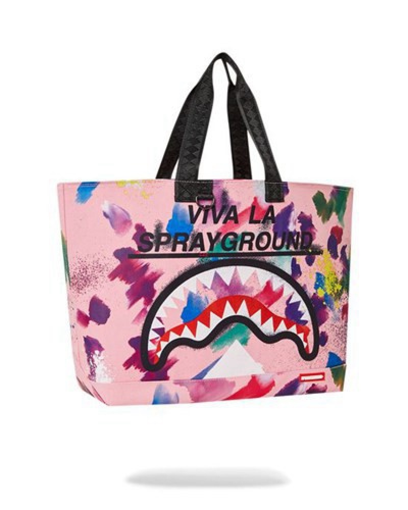 Pink Sprayground Bushwick Beach Tote Bags | 12809-CAVM