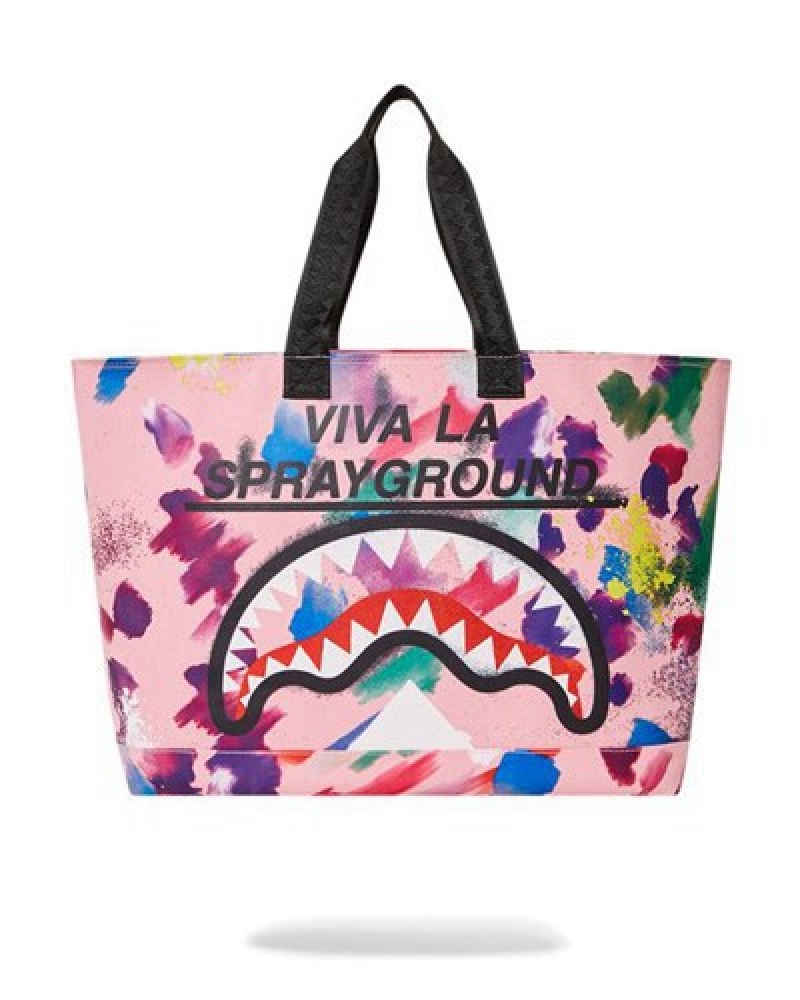 Pink Sprayground Bushwick Beach Tote Bags | 12809-CAVM