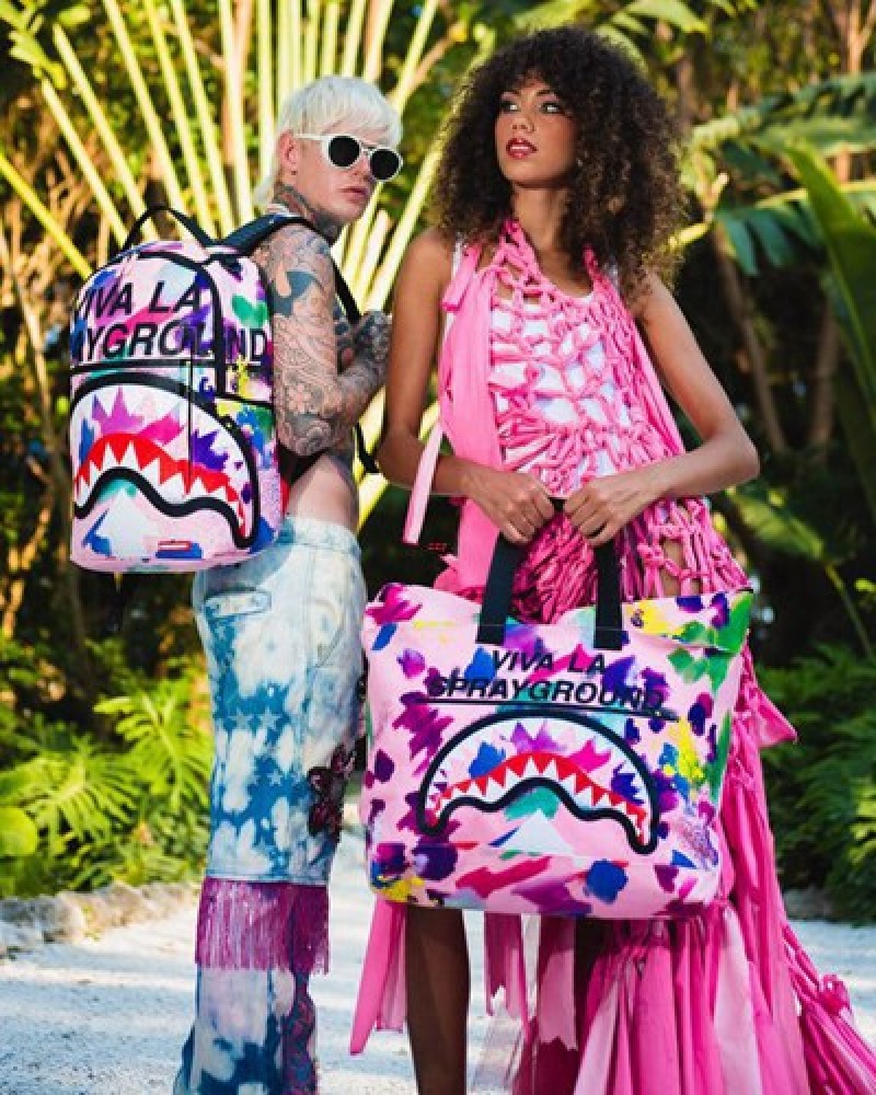 Pink Sprayground Bushwick Beach Tote Bags | 12809-CAVM