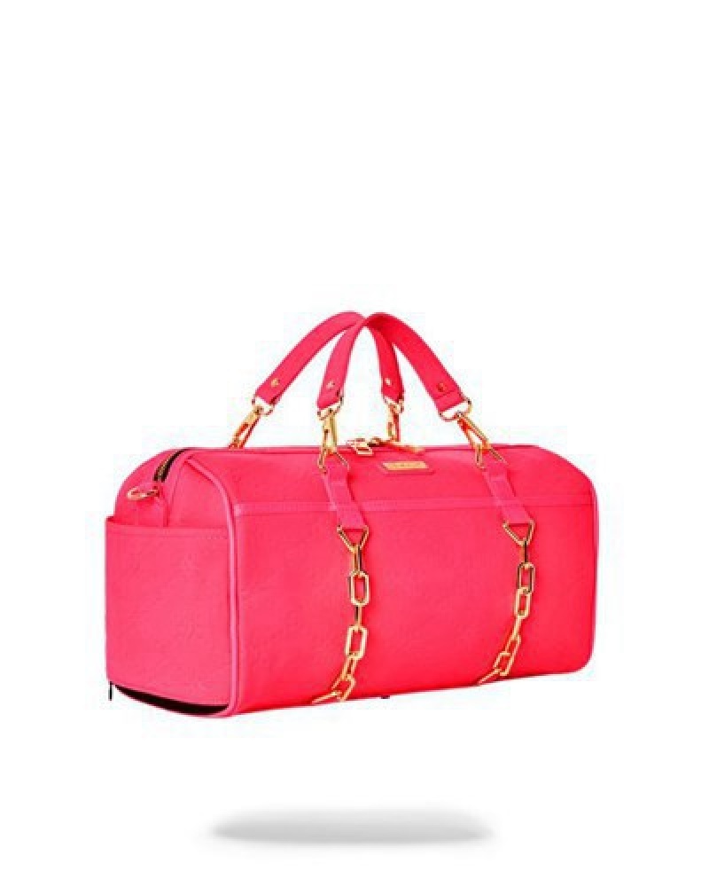 Pink Sprayground Chain Reaction Mini Duffle Bags | 54903-HQBT