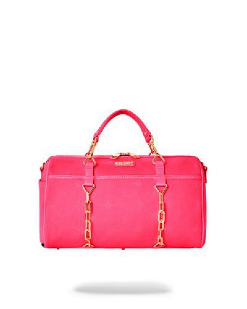 Pink Sprayground Chain Reaction Mini Duffle Bags | 54903-HQBT