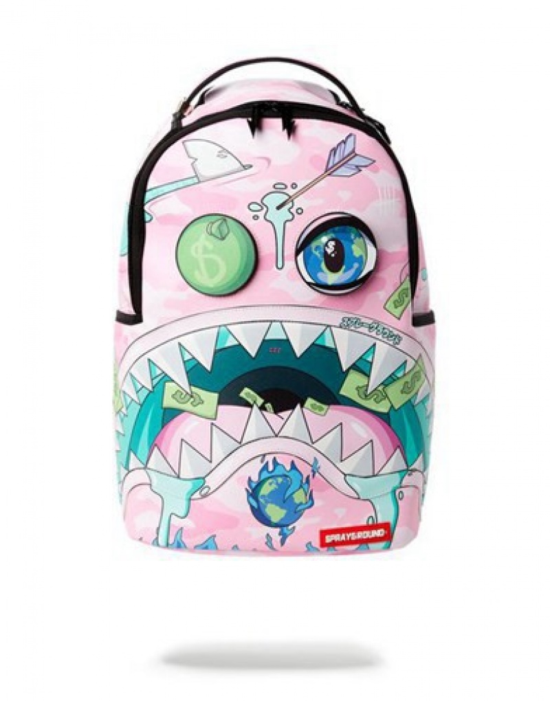 Pink Sprayground Dbd Land Backpacks | 74062-CISZ