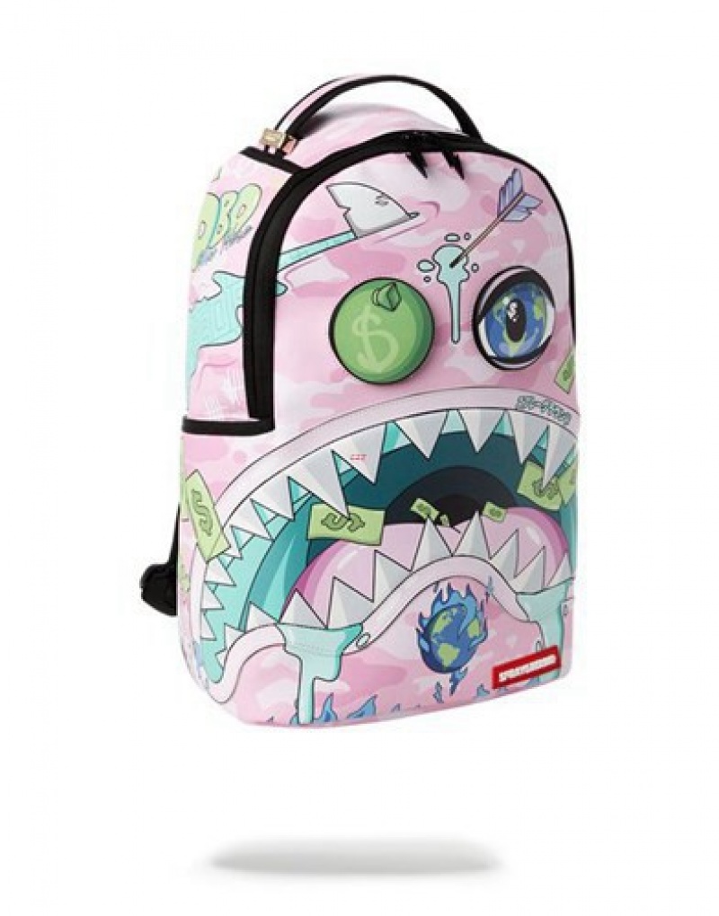 Pink Sprayground Dbd Land Backpacks | 74062-CISZ