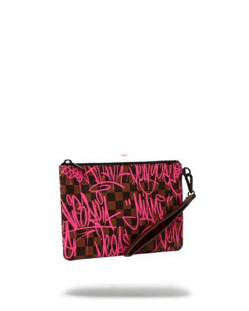 Pink Sprayground Jetgraphix Crossover Clutch Bag | 09875-KUBA