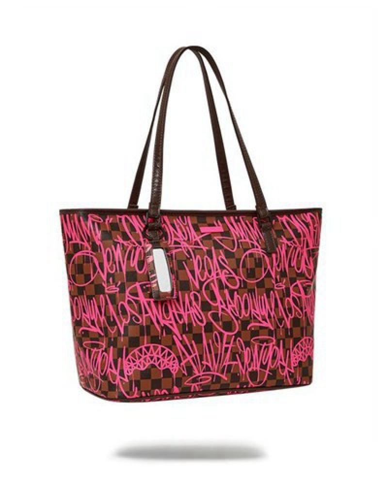 Pink Sprayground Jetgraphix Tote Bags | 24038-CFHL