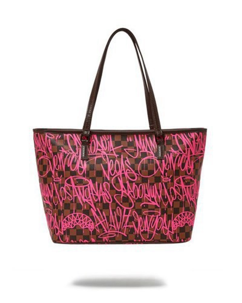 Pink Sprayground Jetgraphix Tote Bags | 24038-CFHL