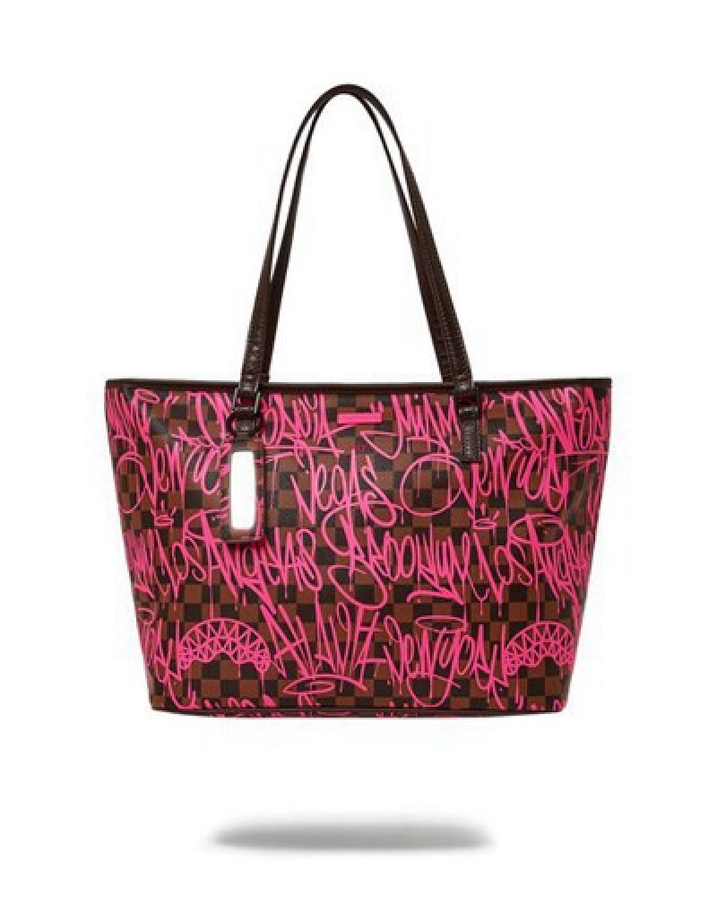 Pink Sprayground Jetgraphix Tote Bags | 24038-CFHL