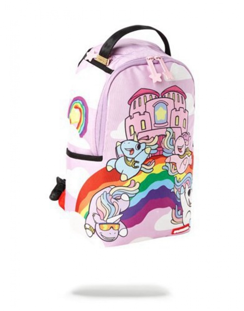 Pink Sprayground Mini Rainbow Bounce Backpacks | 64109-QRFD