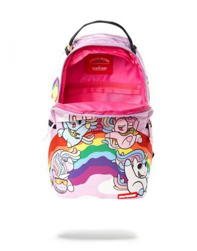 Pink Sprayground Mini Rainbow Bounce Backpacks | 64109-QRFD