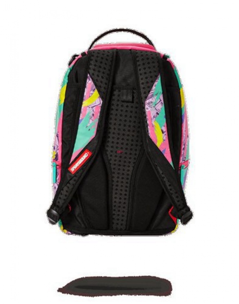 Pink Sprayground Money Pink Camo Drip Backpacks | 72438-MOQZ