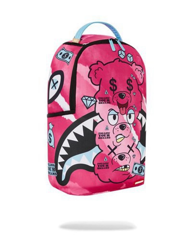 Pink Sprayground Moneybear Stack Em Up Backpacks | 54798-RVEG