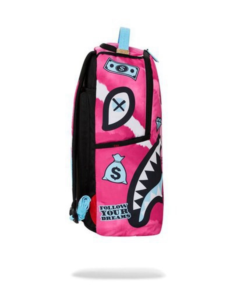 Pink Sprayground Moneybear Stack Em Up Backpacks | 54798-RVEG