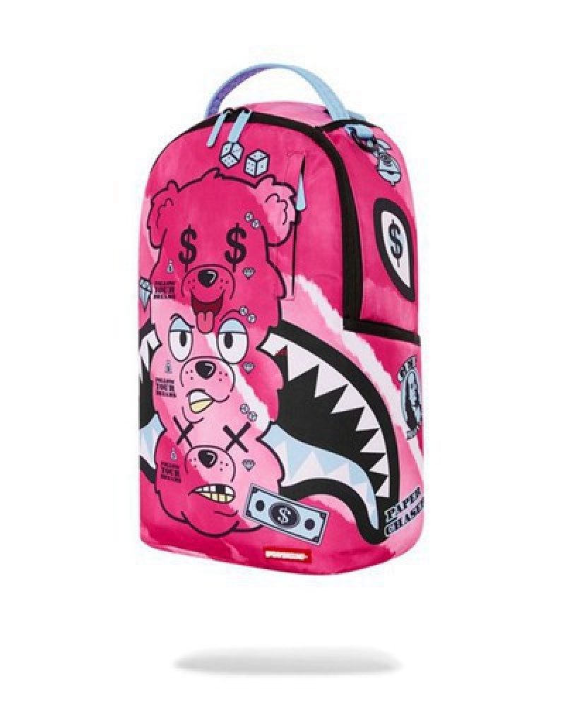 Pink Sprayground Moneybear Stack Em Up Backpacks | 54798-RVEG