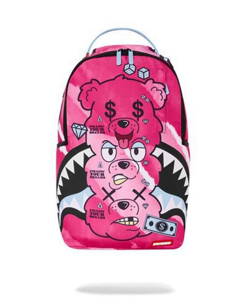 Pink Sprayground Moneybear Stack Em Up Backpacks | 54798-RVEG