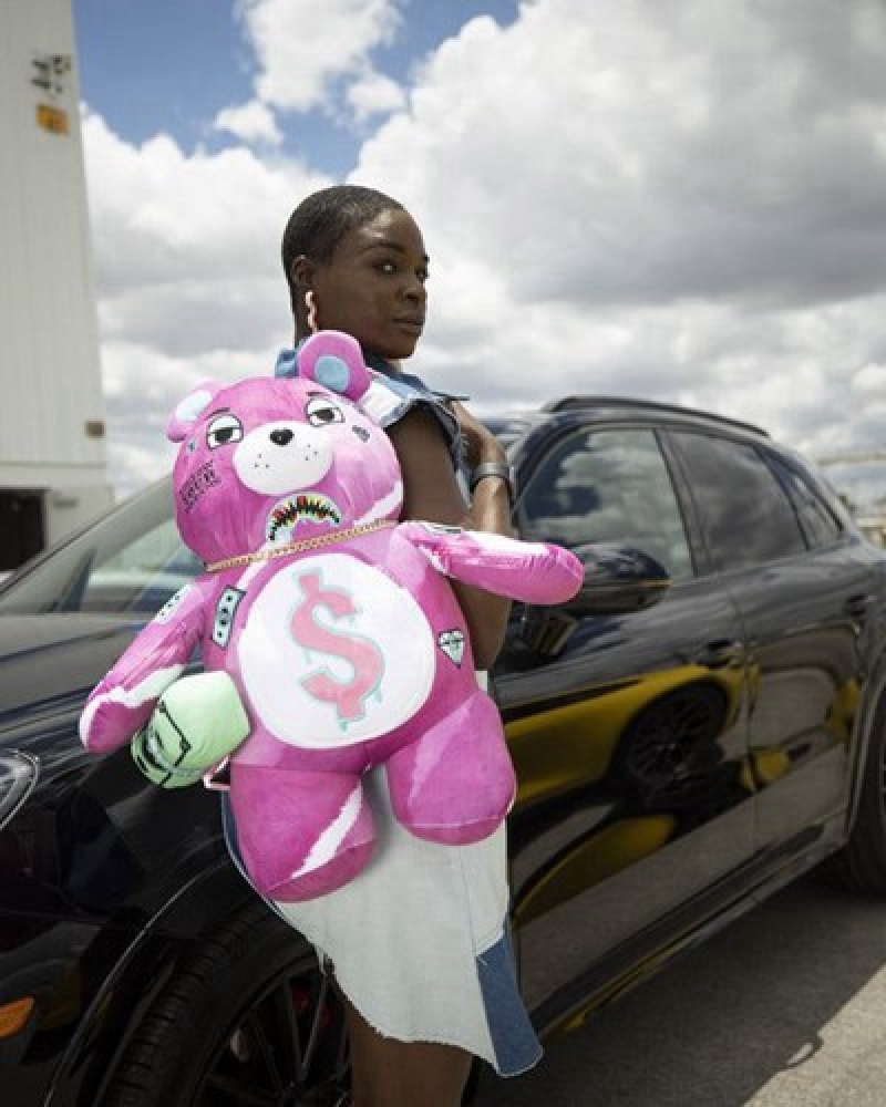 Pink Sprayground Pink Punk Moneybear Teddybear Backpacks | 08394-YOES