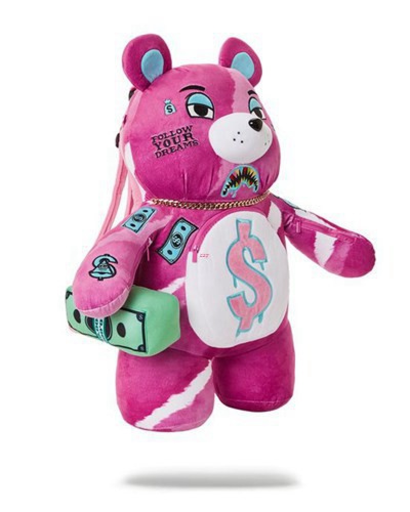 Pink Sprayground Pink Punk Moneybear Teddybear Backpacks | 08394-YOES