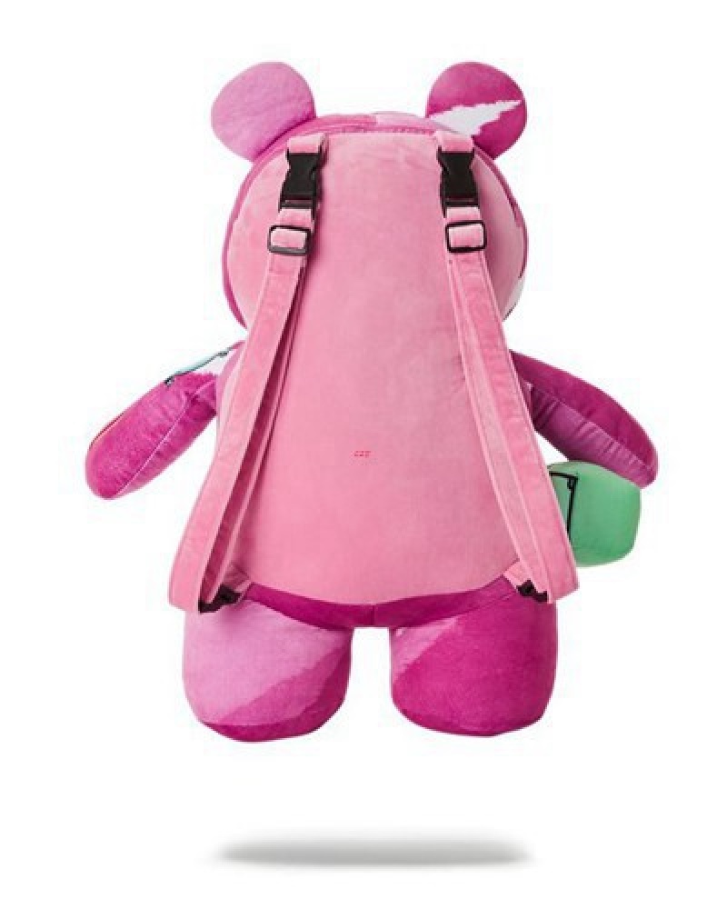 Pink Sprayground Pink Punk Moneybear Teddybear Backpacks | 08394-YOES