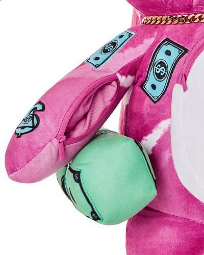 Pink Sprayground Pink Punk Moneybear Teddybear Backpacks | 08394-YOES