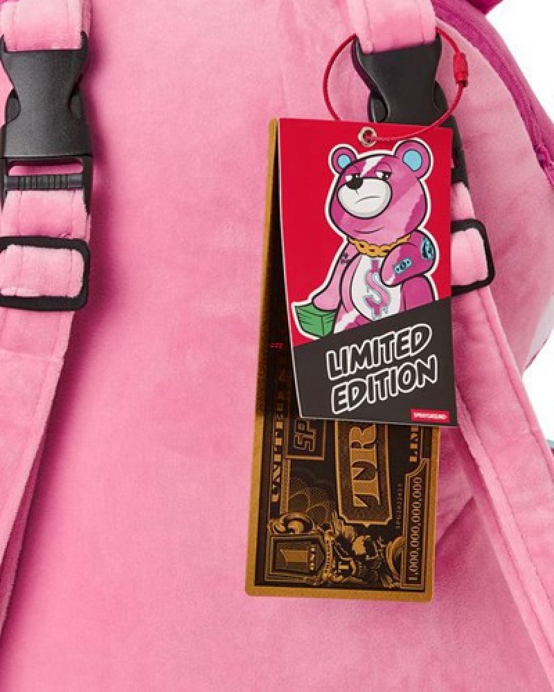 Pink Sprayground Pink Punk Moneybear Teddybear Backpacks | 08394-YOES