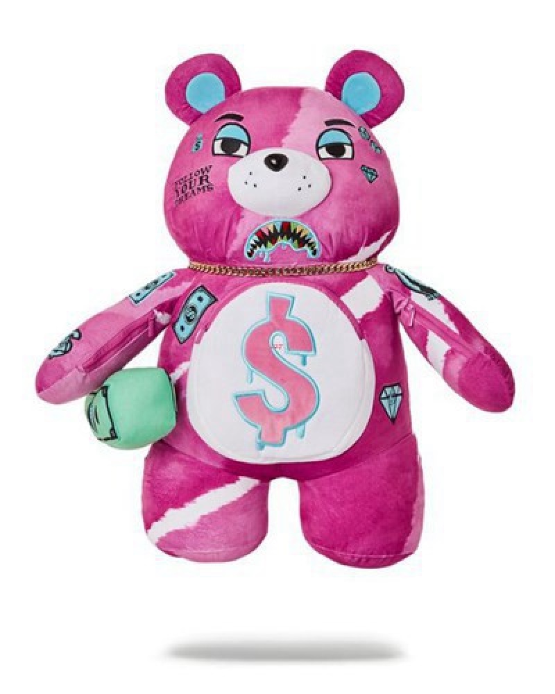 Pink Sprayground Pink Punk Moneybear Teddybear Backpacks | 08394-YOES