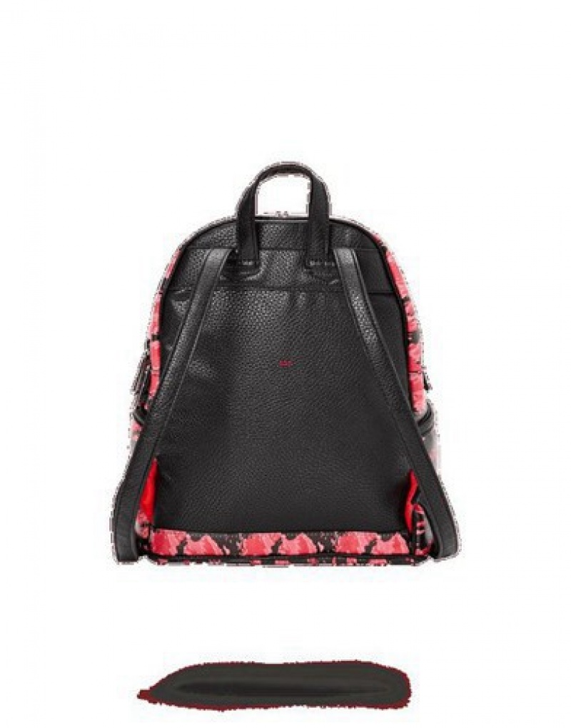 Pink Sprayground Pink Tiger Camo Sharkmouth Savage Backpacks | 73695-FBJU