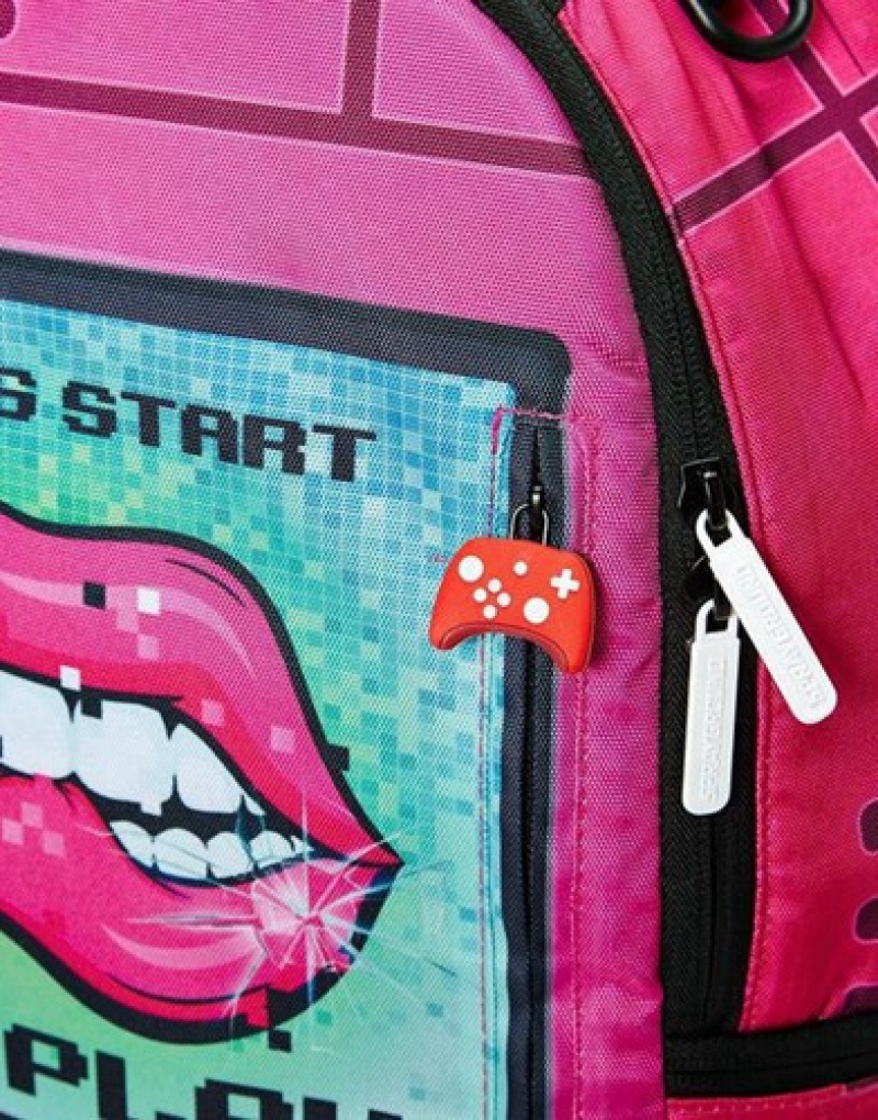 Pink Sprayground Play Me Backpacks | 49516-KJNE