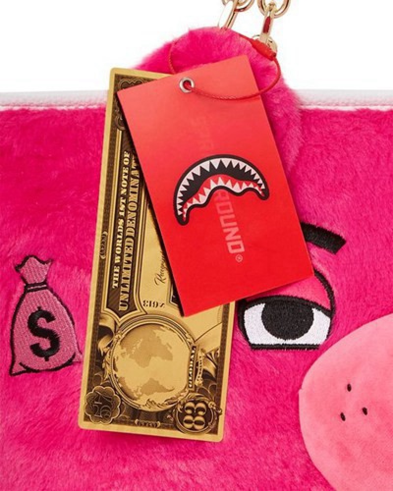 Pink Sprayground Plush Moneybear Tote Bags | 45706-BNHX