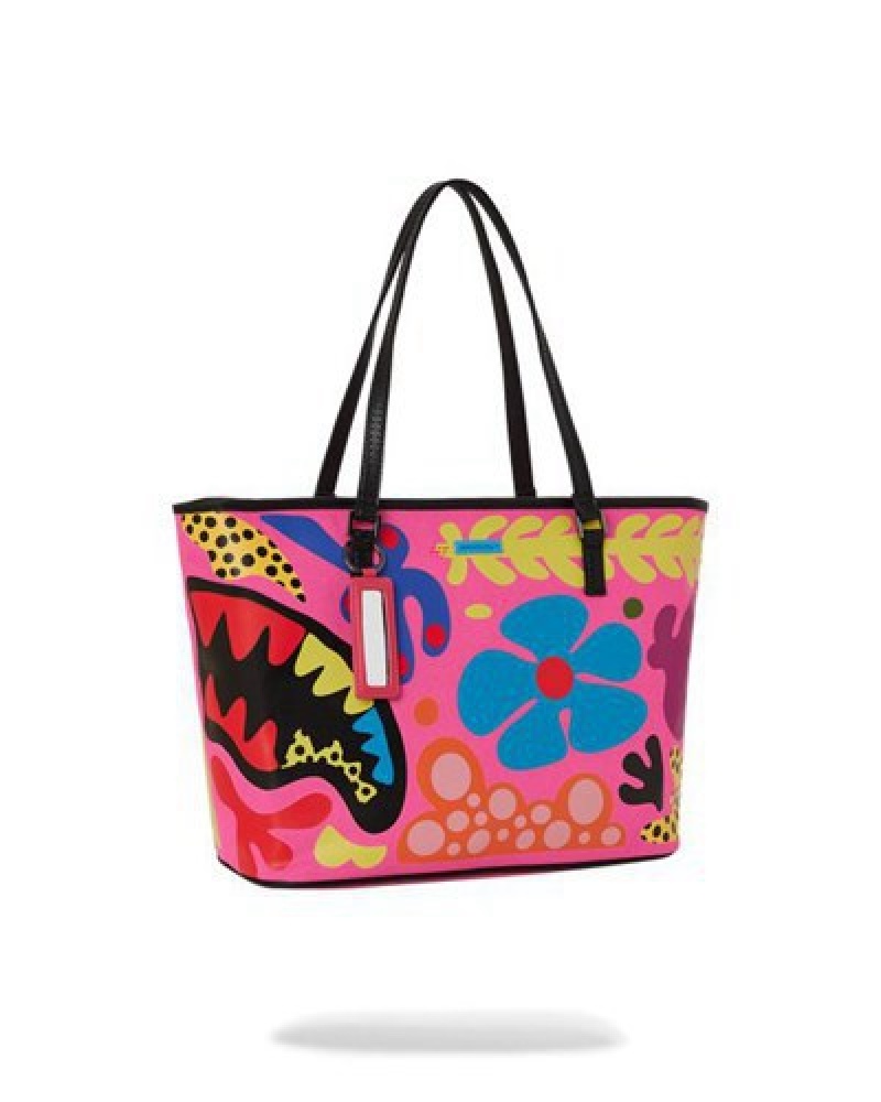 Pink Sprayground Psychedelic Voyage Tote Bags | 90128-UYXW