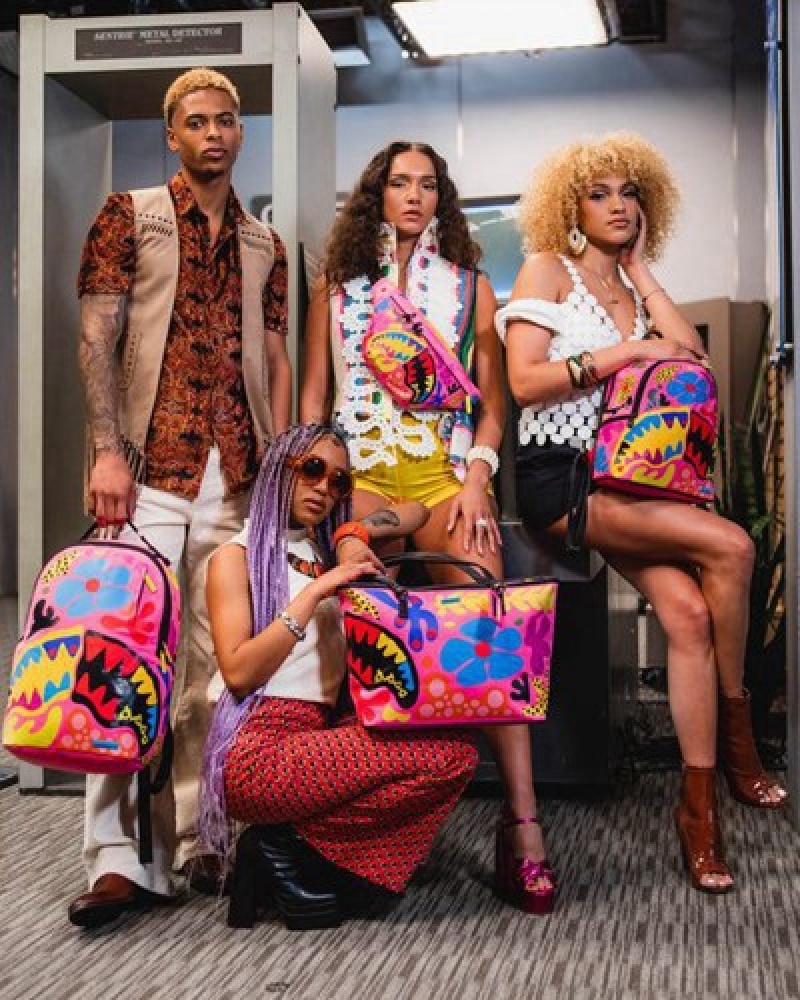 Pink Sprayground Psychedelic Voyage Tote Bags | 90128-UYXW