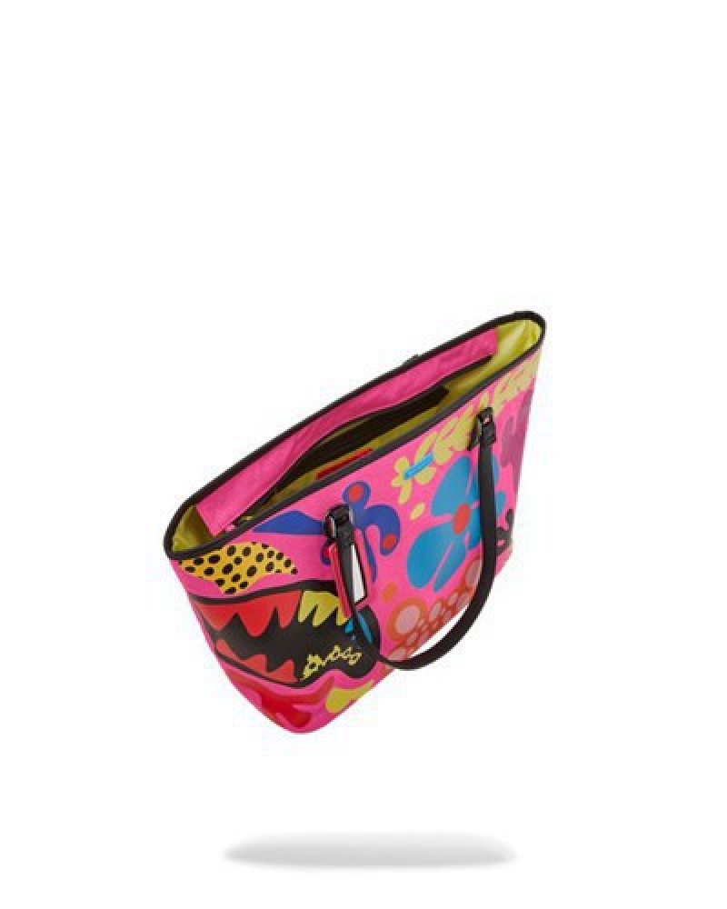 Pink Sprayground Psychedelic Voyage Tote Bags | 90128-UYXW