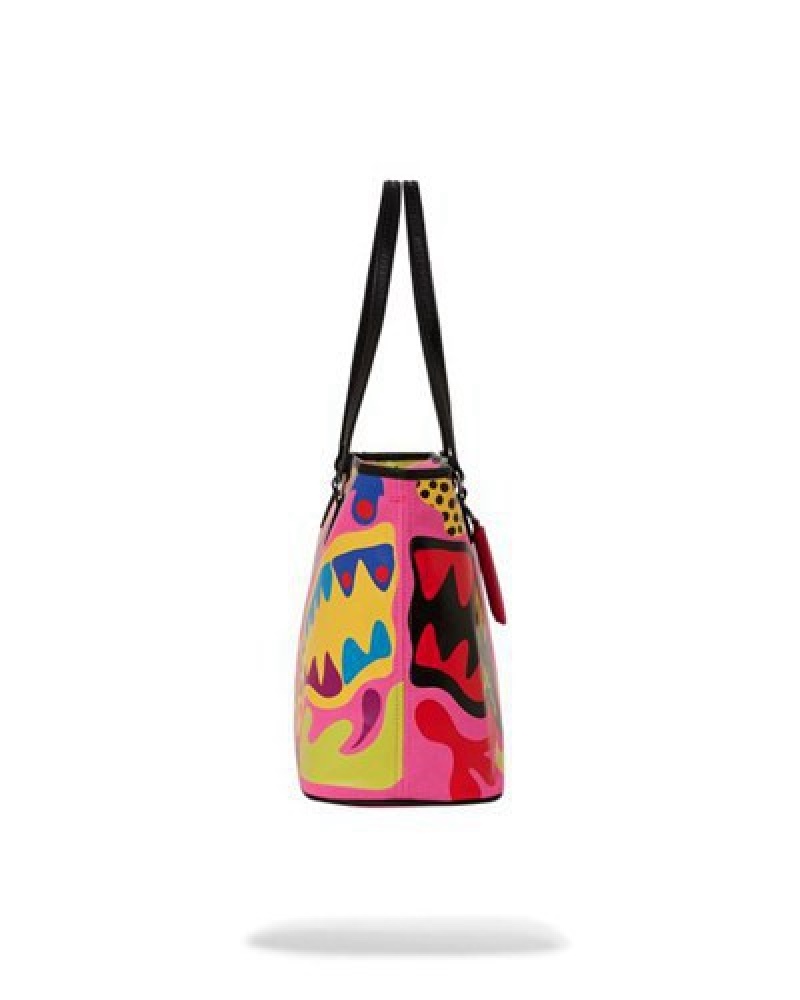 Pink Sprayground Psychedelic Voyage Tote Bags | 90128-UYXW