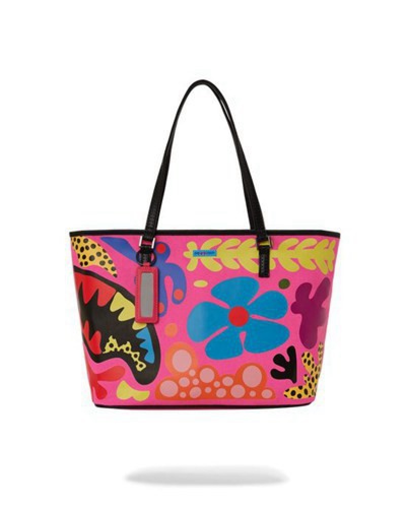 Pink Sprayground Psychedelic Voyage Tote Bags | 90128-UYXW