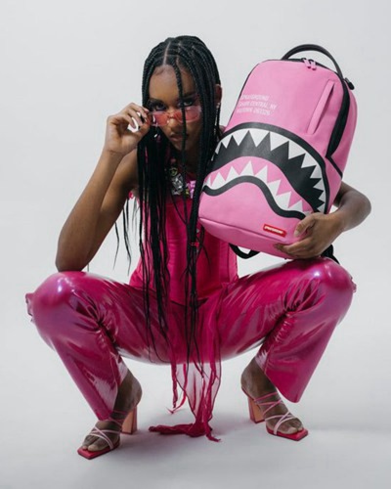 Pink Sprayground Shark Central (Dlxv) Backpacks | 03764-RDHL