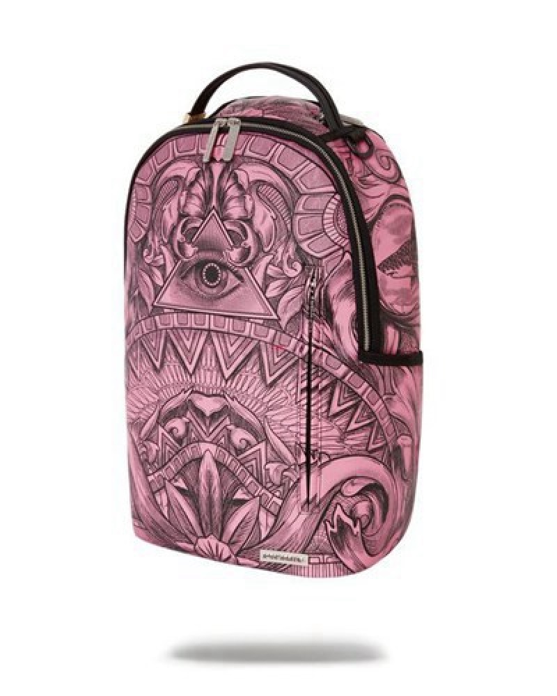 Pink Sprayground Society Of Sharks (Dlxv) Backpacks | 28705-VYTK