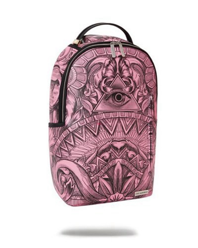 Pink Sprayground Society Of Sharks (Dlxv) Backpacks | 28705-VYTK