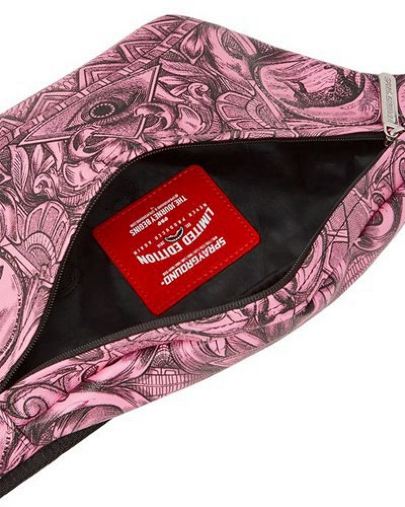 Pink Sprayground Society Of Sharks Savvy Crossbody Bags | 54729-GEMT