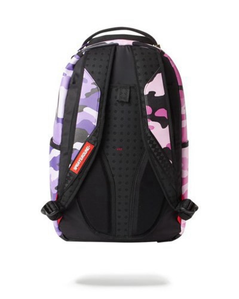 Pink Sprayground Split Camo Backpacks | 47986-ZPHC