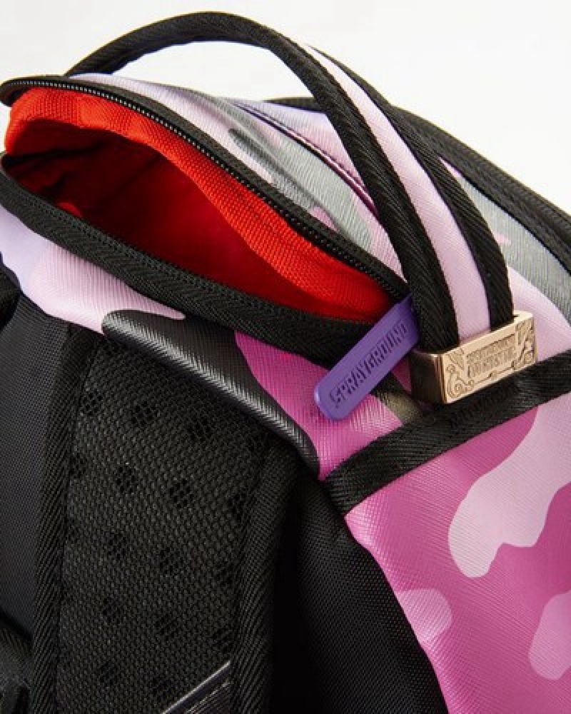 Pink Sprayground Split Camo Backpacks | 47986-ZPHC