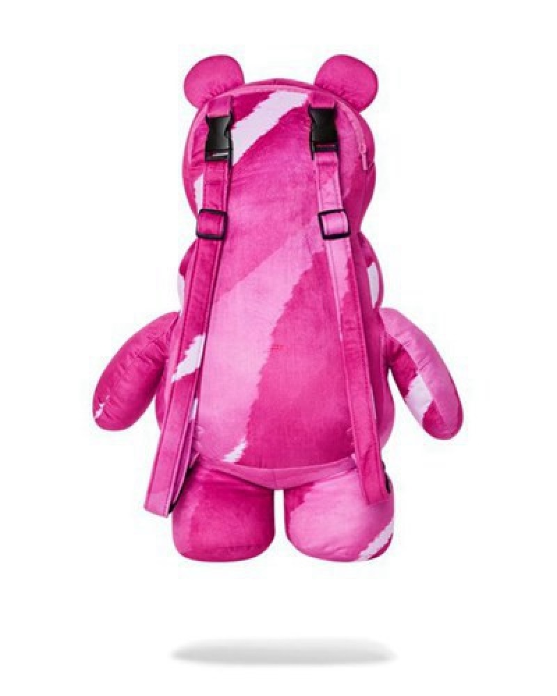 Pink Sprayground The 3 Headed Bear Plush Teddybear Backpacks | 52734-CGYT