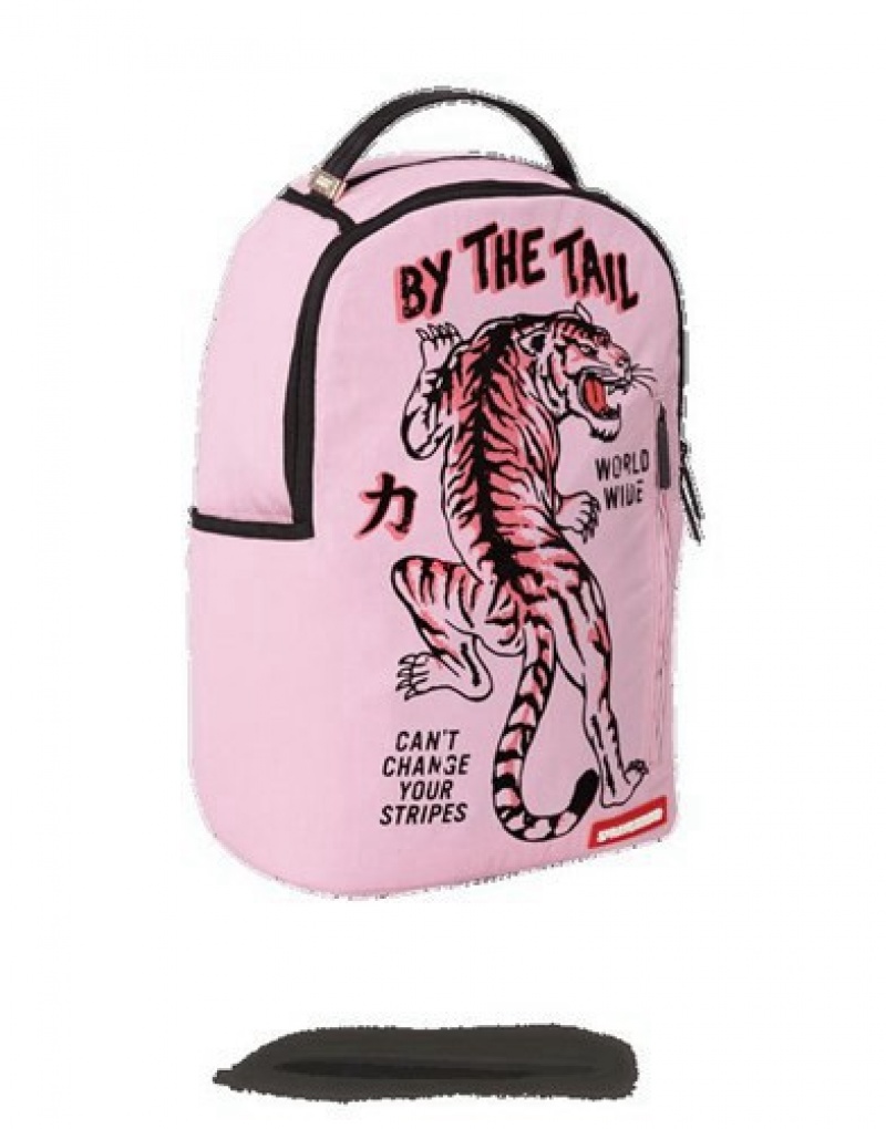 Pink Sprayground Tiger Style Backpacks | 56842-AZDK