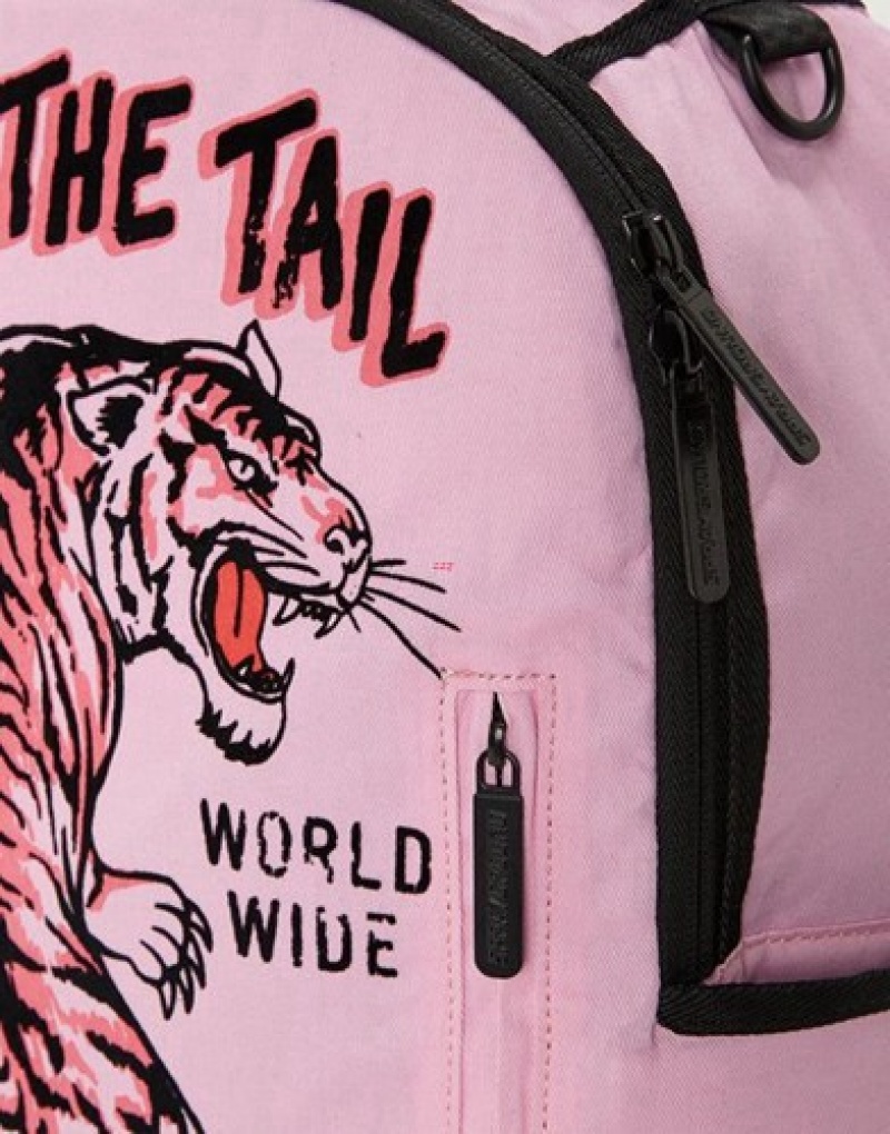 Pink Sprayground Tiger Style Backpacks | 56842-AZDK