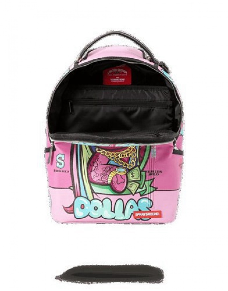 Pink Sprayground Yummy Money (Asian Doll) Backpacks | 25968-KRSQ