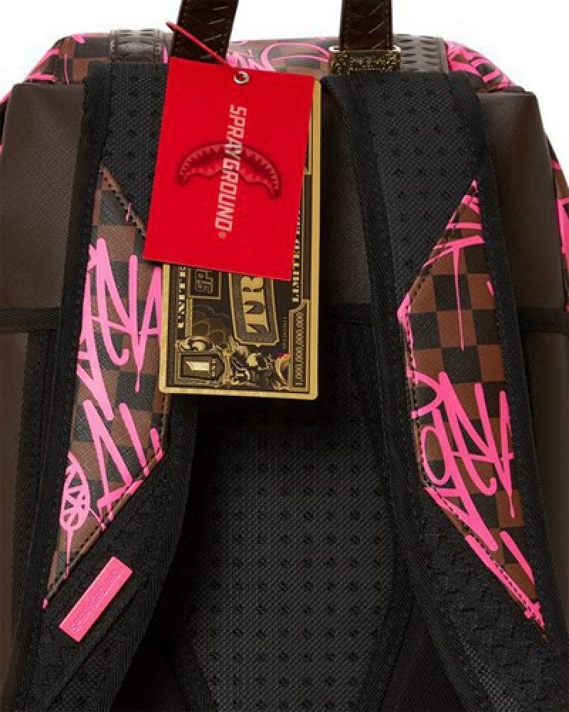 Pink / Black Sprayground Jetgraphix Hills Backpacks | 49718-RHJM