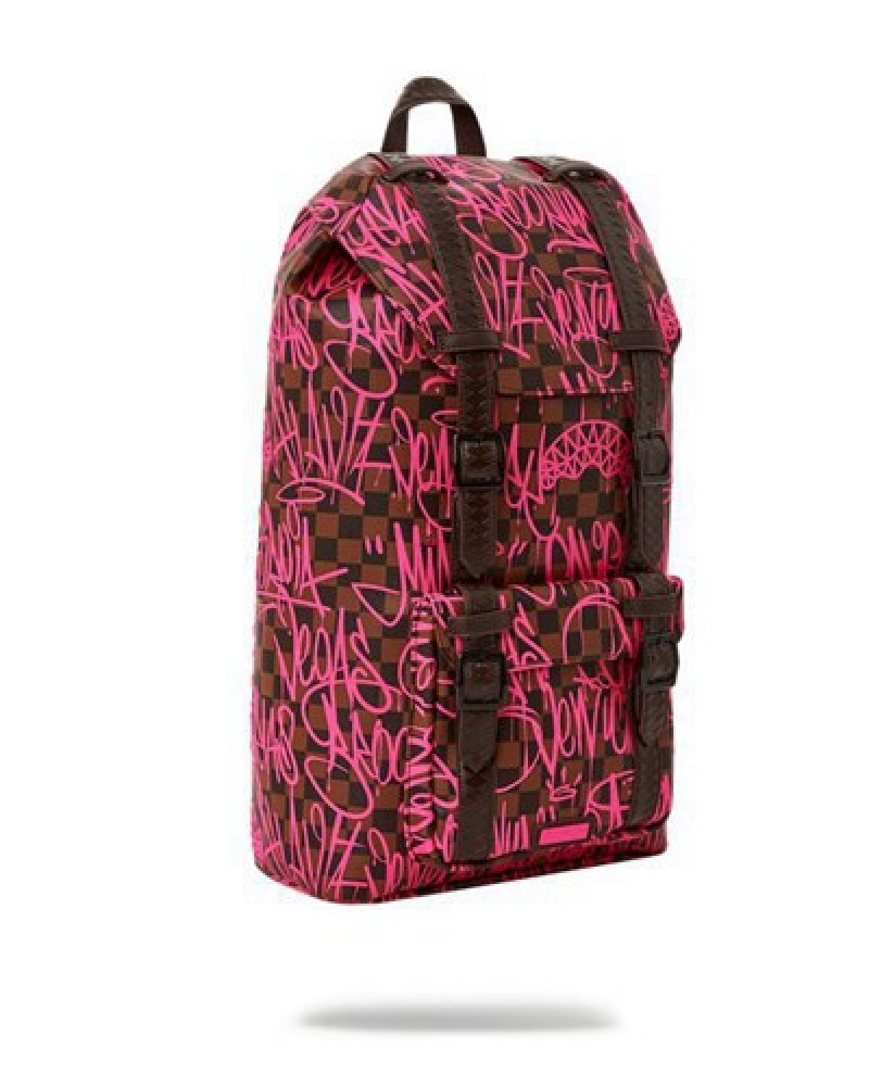 Pink / Black Sprayground Jetgraphix Hills Backpacks | 49718-RHJM