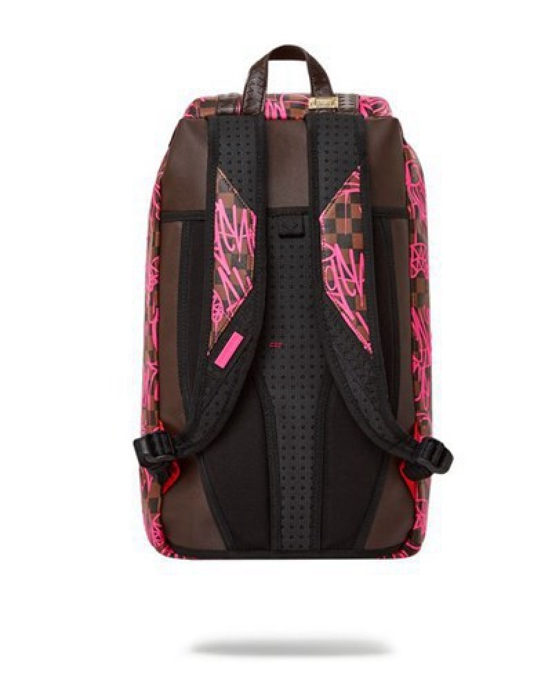 Pink / Black Sprayground Jetgraphix Hills Backpacks | 49718-RHJM