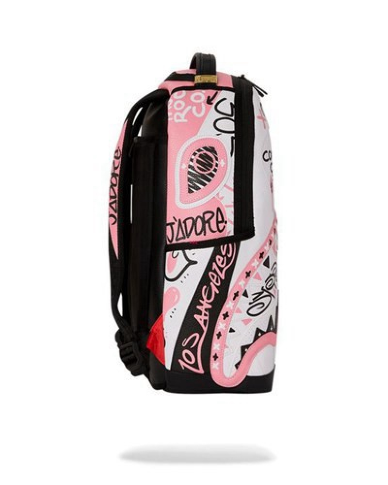 Pink / White Sprayground Jadore (Dlxv) Backpacks | 82165-HWOM