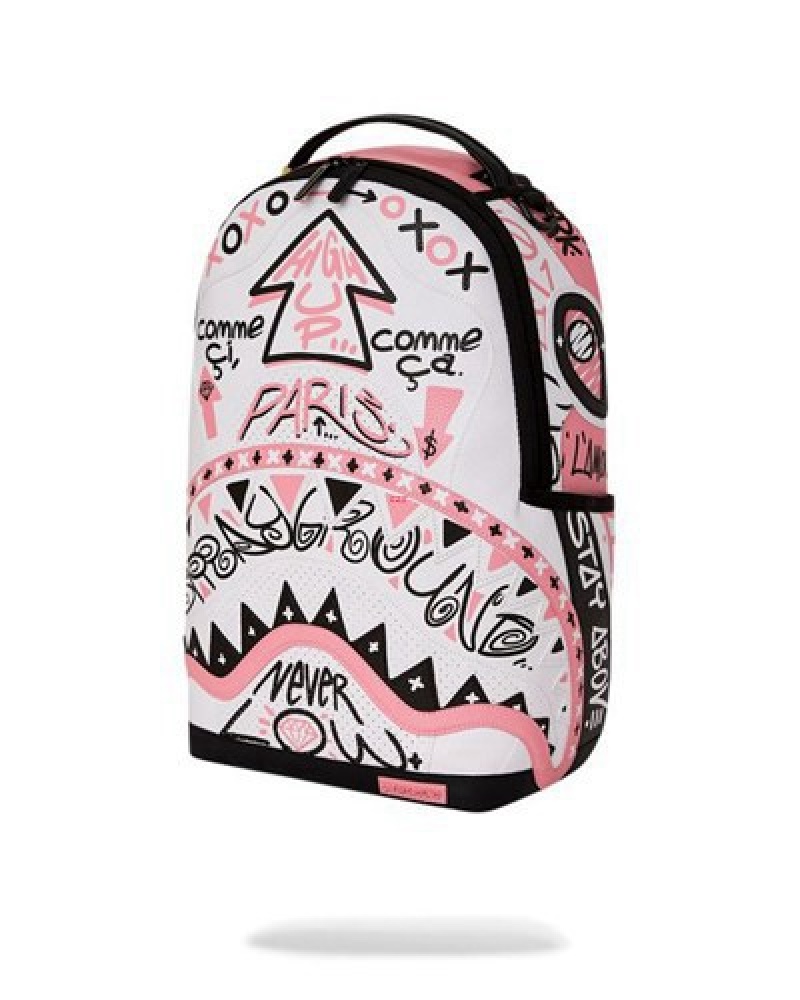 Pink / White Sprayground Jadore (Dlxv) Backpacks | 82165-HWOM