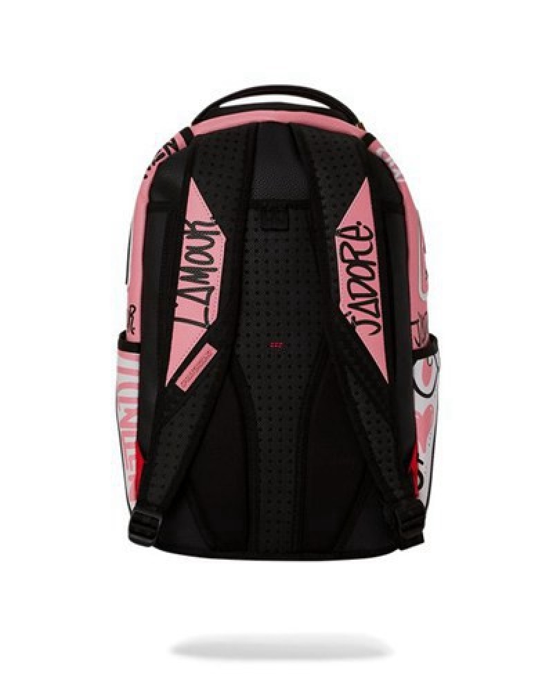 Pink / White Sprayground Jadore (Dlxv) Backpacks | 82165-HWOM