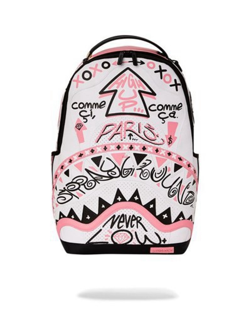 Pink / White Sprayground Jadore (Dlxv) Backpacks | 82165-HWOM